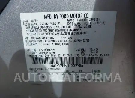 FORD ECOSPORT 2020 vin MAJ3S2GE7LC332286 from auto auction Iaai