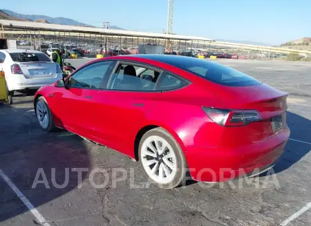 TESLA MODEL 3 2022 vin 5YJ3E1EB2NF143930 from auto auction Iaai