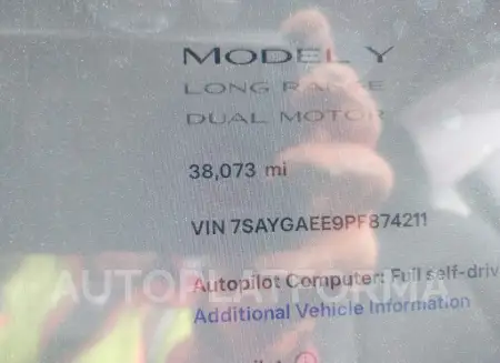 TESLA MODEL Y 2023 vin 7SAYGAEE9PF874211 from auto auction Iaai