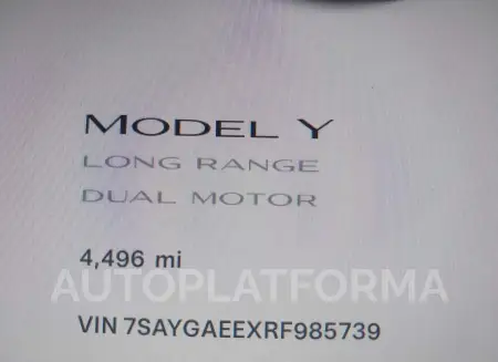 TESLA MODEL Y 2024 vin 7SAYGAEEXRF985739 from auto auction Iaai