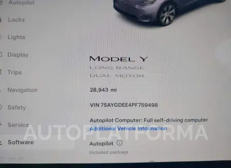 TESLA MODEL Y 2023 vin 7SAYGDEE4PF759498 from auto auction Iaai