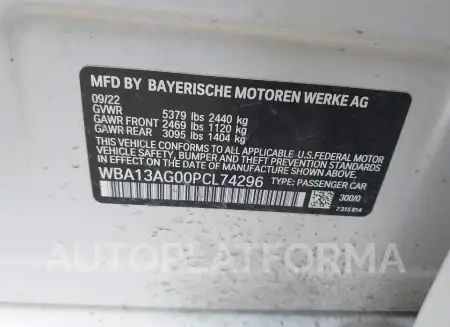 BMW 530E 2023 vin WBA13AG00PCL74296 from auto auction Iaai