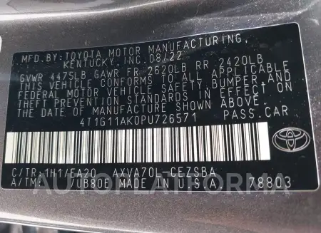 TOYOTA CAMRY 2023 vin 4T1G11AK0PU726571 from auto auction Iaai