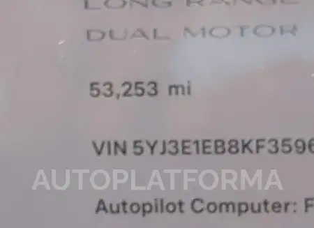 TESLA MODEL 3 2019 vin 5YJ3E1EB8KF359616 from auto auction Iaai