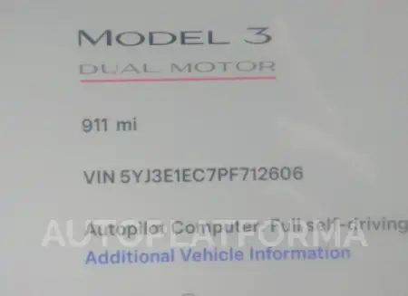 TESLA MODEL 3 2023 vin 5YJ3E1EC7PF712606 from auto auction Iaai