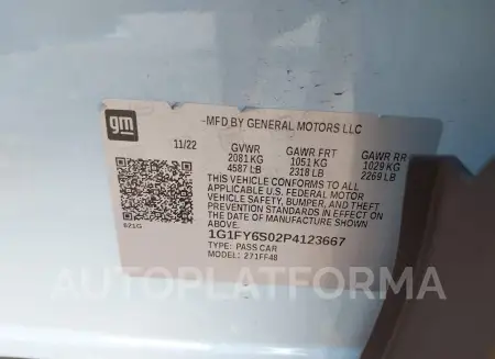 CHEVROLET BOLT EUV 2023 vin 1G1FY6S02P4123667 from auto auction Iaai