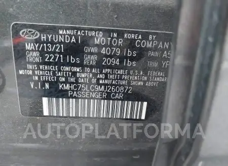 HYUNDAI IONIQ HYBRID 2021 vin KMHC75LC9MU260872 from auto auction Iaai