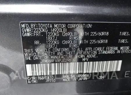 TOYOTA RAV4 HYBRID 2023 vin JTMB6RFVXPJ029816 from auto auction Iaai