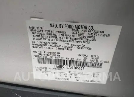 FORD TAURUS 2018 vin 1FAHP2D87JG105661 from auto auction Iaai