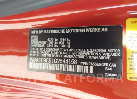 BMW 228I 2016 vin WBA1F9C51GV544158 from auto auction Iaai