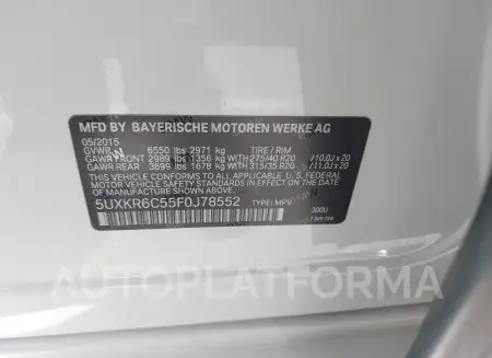 BMW X5 2015 vin 5UXKR6C55F0J78552 from auto auction Iaai