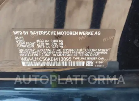 BMW 430I GRAN COUPE 2019 vin WBA4J1C56KBM13895 from auto auction Iaai