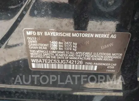 BMW 740I 2018 vin WBA7E2C53JG742126 from auto auction Iaai