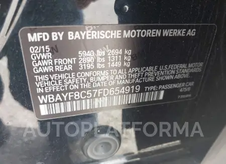 BMW 750LI 2015 vin WBAYF8C57FD654919 from auto auction Iaai