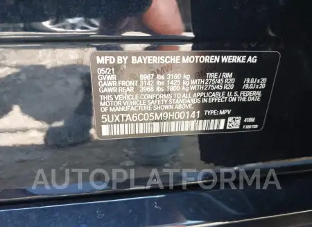 BMW X5 PHEV 2021 vin 5UXTA6C05M9H00141 from auto auction Iaai