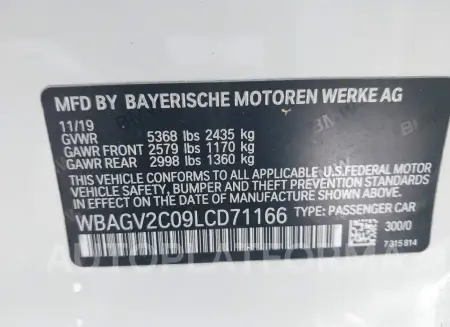 BMW 840I GRAN COUPE 2020 vin WBAGV2C09LCD71166 from auto auction Iaai