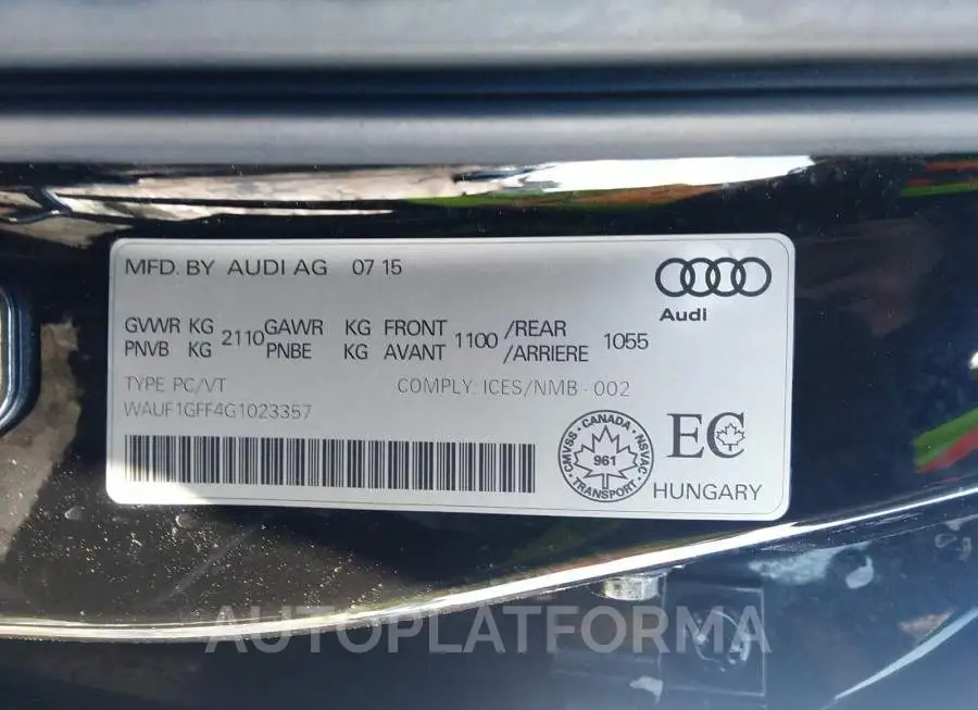 AUDI S3 PRESTIGE 2016 vin WAUF1GFF4G1023357 from auto auction Caiaai