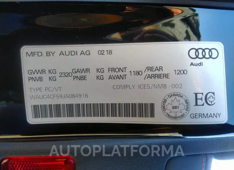 AUDI S5 PRESTIGE 2018 vin WAUC4CF59JA084916 from auto auction Caiaai