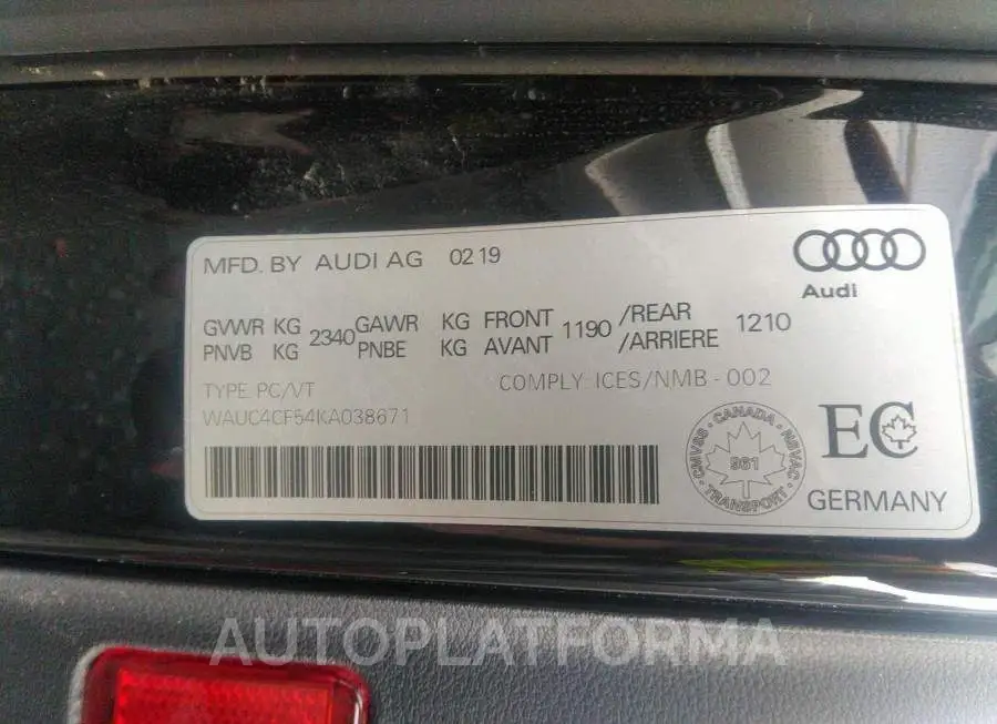 AUDI S5 PRESTIGE 2019 vin WAUC4CF54KA038671 from auto auction Caiaai