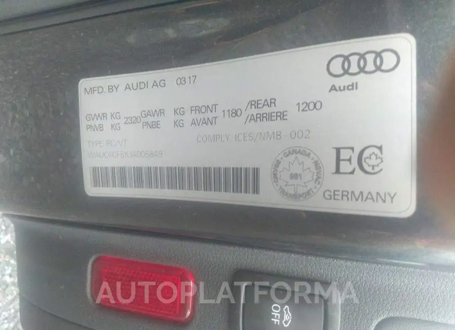 AUDI S5 2018 vin WAUC4CF5XJA005849 from auto auction Caiaai