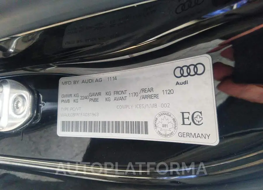 AUDI S5 TECHNIK 2015 vin WAULGBFR1FA031963 from auto auction Caiaai