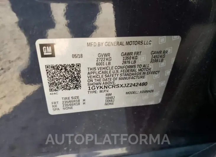 CADILLAC XT5 LUXURY 2018 vin 1GYKNCRSXJZ242480 from auto auction Copart