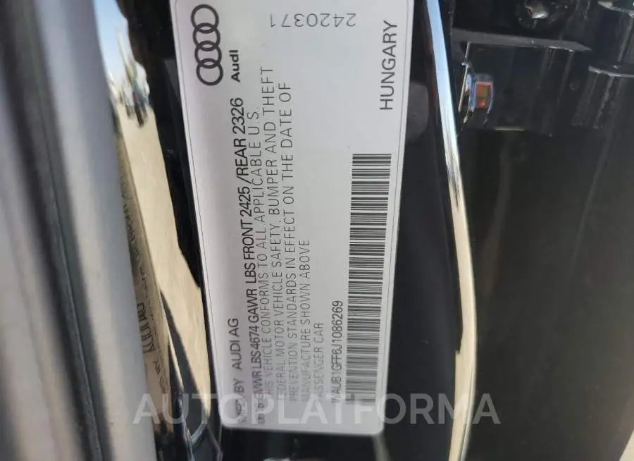 AUDI S3 PREMIUM 2018 vin WAUB1GFF6J1086269 from auto auction Copart