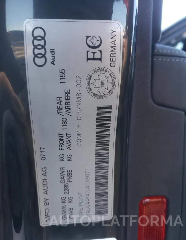 AUDI S4 PRESTIG 2018 vin WAUC4AF47JA033071 from auto auction Copart