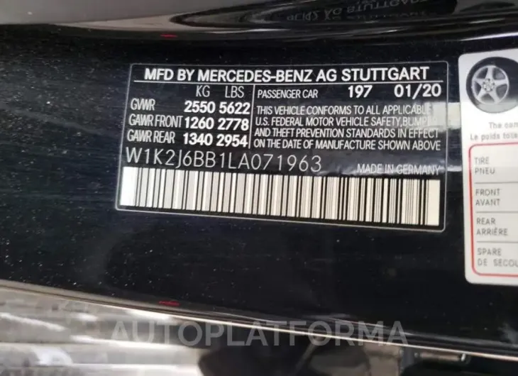 MERCEDES-BENZ CLS AMG 53 2020 vin W1K2J6BB1LA071963 from auto auction Copart