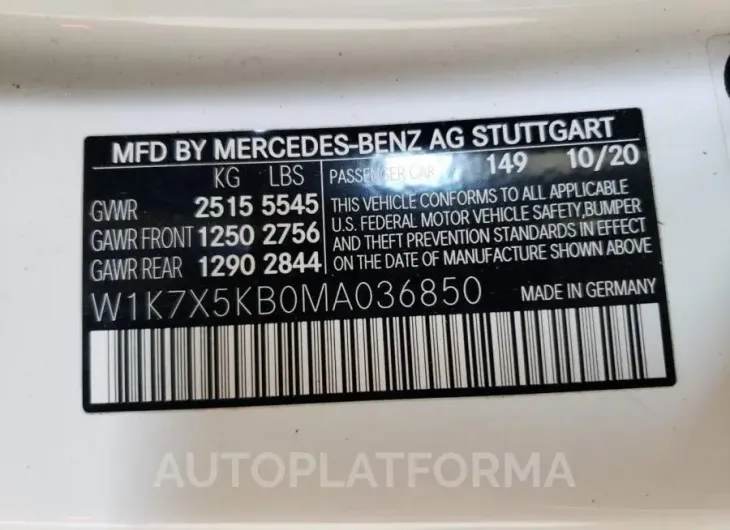 MERCEDES-BENZ AMG GT 43 2021 vin W1K7X5KB0MA036850 from auto auction Copart