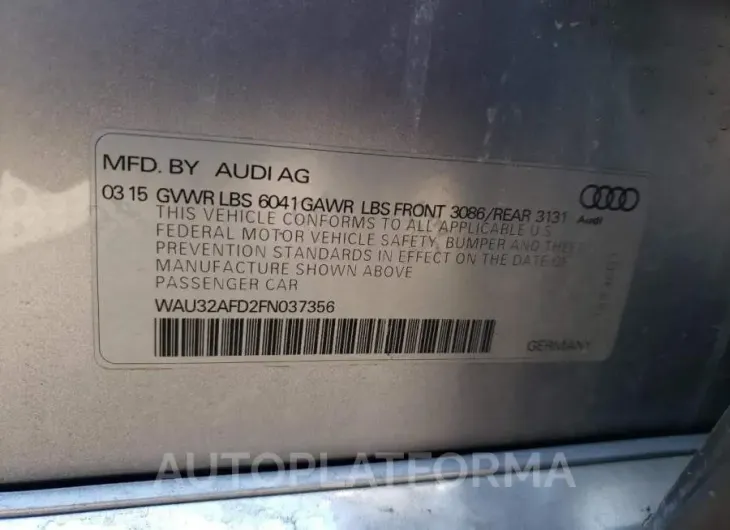 AUDI A8 L QUAT 2015 vin WAU32AFD2FN037356 from auto auction Copart