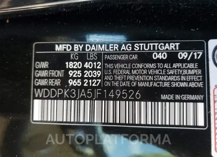 MERCEDES-BENZ SLC 300 2018 vin WDDPK3JA5JF149526 from auto auction Copart