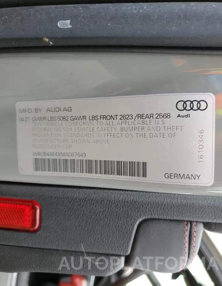 AUDI S4 PREMIUM 2021 vin WAUB4AF4XMA067649 from auto auction Copart