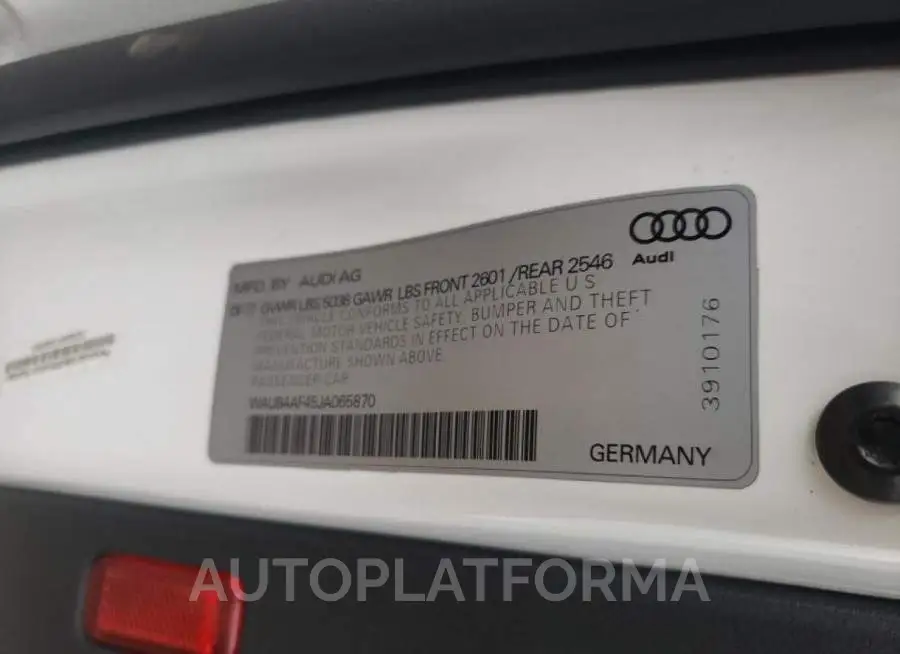 AUDI S4 PREMIUM 2018 vin WAUB4AF45JA065870 from auto auction Copart