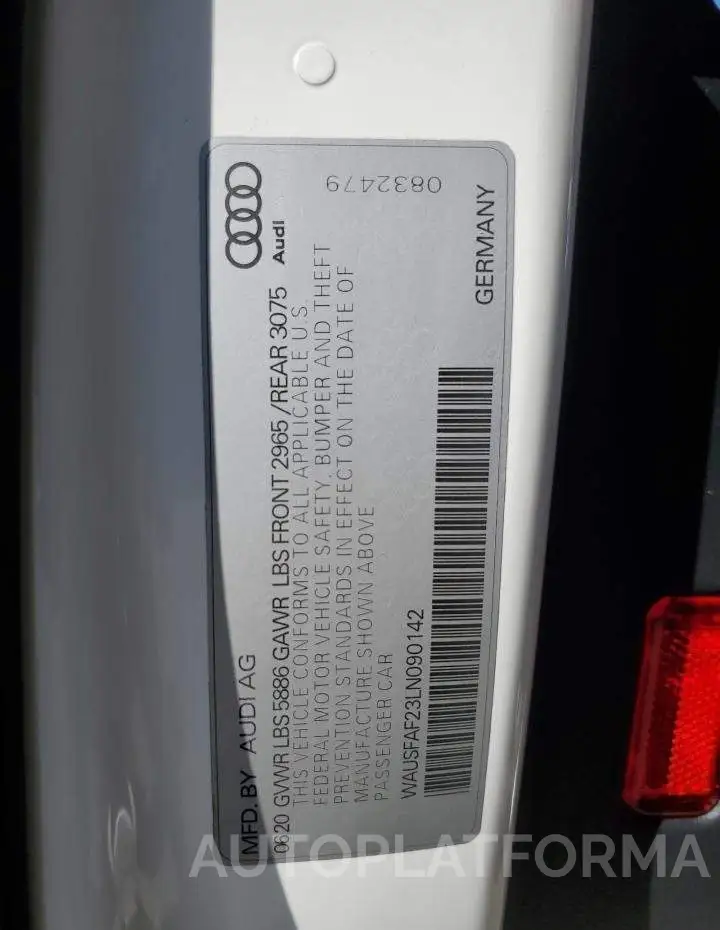 AUDI S7 PRESTIG 2020 vin WAUSFAF23LN090142 from auto auction Copart