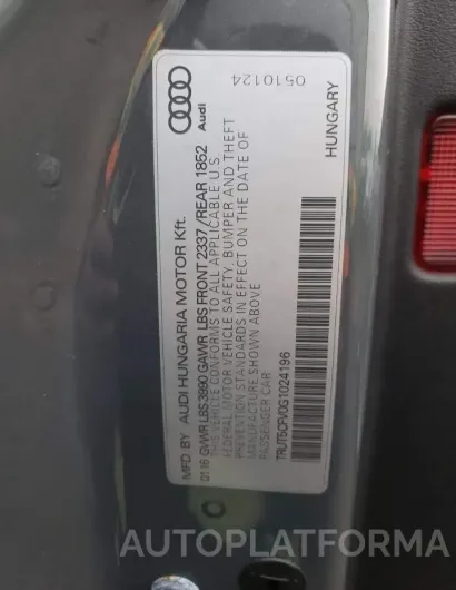 AUDI TT 2016 vin TRUT5CFV0G1024196 from auto auction Copart