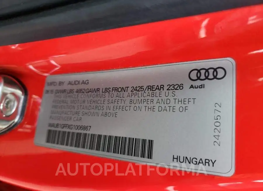 AUDI S3 PREMIUM 2016 vin WAUB1GFFXG1006867 from auto auction Copart