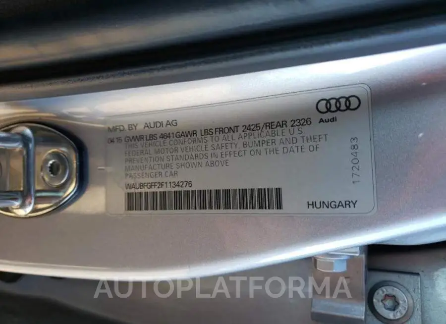 AUDI S3 PREMIUM 2015 vin WAUBFGFF2F1134276 from auto auction Copart