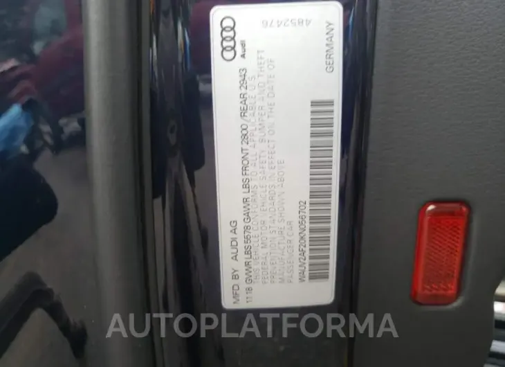 AUDI A7 PRESTIG 2019 vin WAUV2AF20KN056702 from auto auction Copart