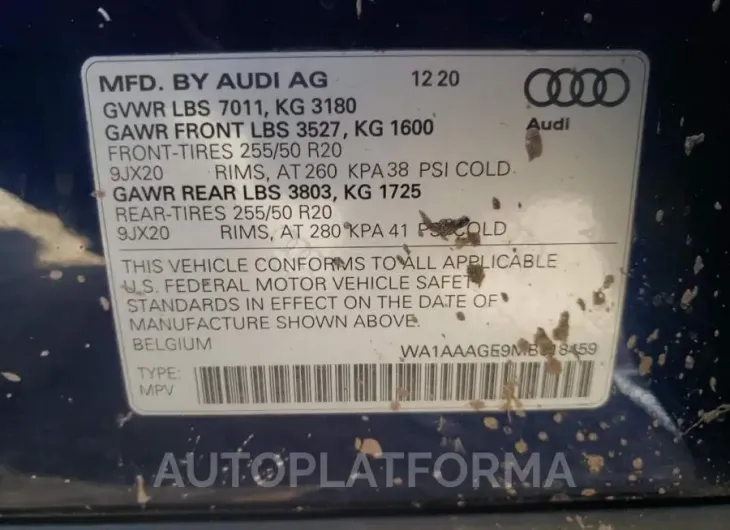 AUDI E-TRON PRE 2021 vin WA1AAAGE9MB018459 from auto auction Copart