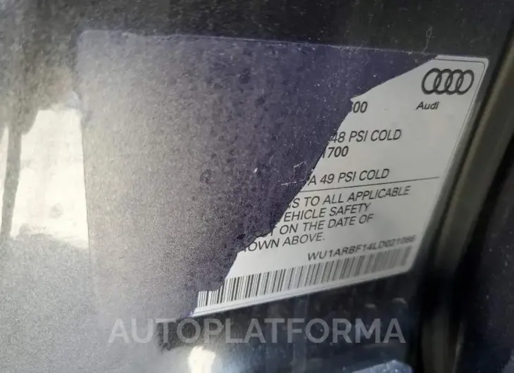 AUDI RS Q8 2020 vin WU1ARBF14LD021066 from auto auction Copart