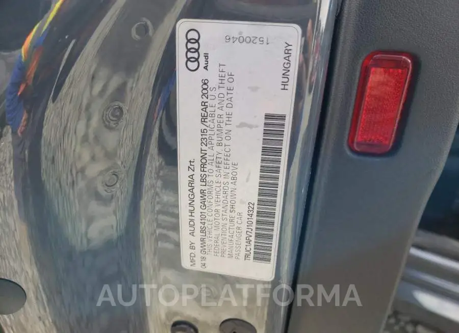 AUDI TTS 2018 vin TRUC1AFV7J1014322 from auto auction Copart