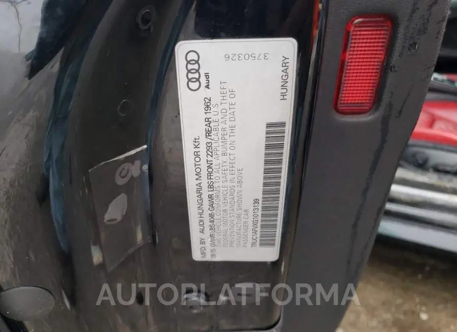 AUDI TTS 2016 vin TRUC1AFVXG1013139 from auto auction Copart