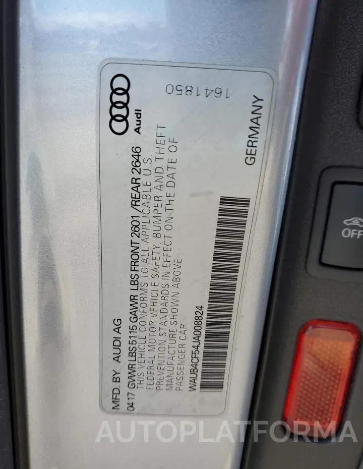 AUDI S5 PREMIUM 2018 vin WAUB4CF54JA008824 from auto auction Copart