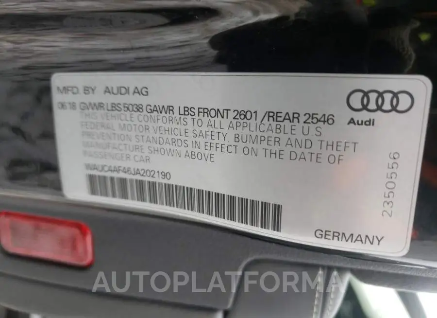 AUDI S4 PRESTIG 2018 vin WAUC4AF46JA202190 from auto auction Copart