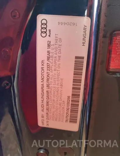 AUDI TT 2016 vin TRUT5CFV3G1030266 from auto auction Copart