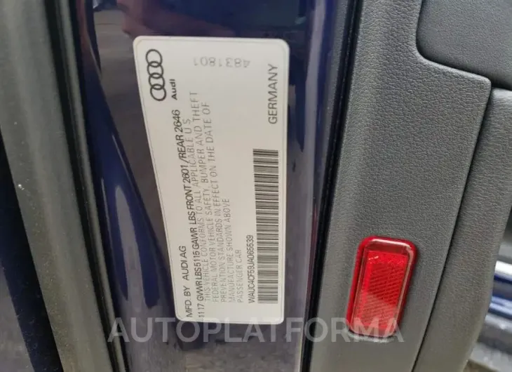 AUDI S5 PRESTIG 2018 vin WAUC4CF59JA065539 from auto auction Copart