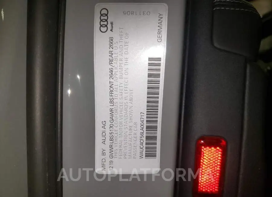 AUDI S5 PREMIUM 2020 vin WAUC4CF56LA004717 from auto auction Copart