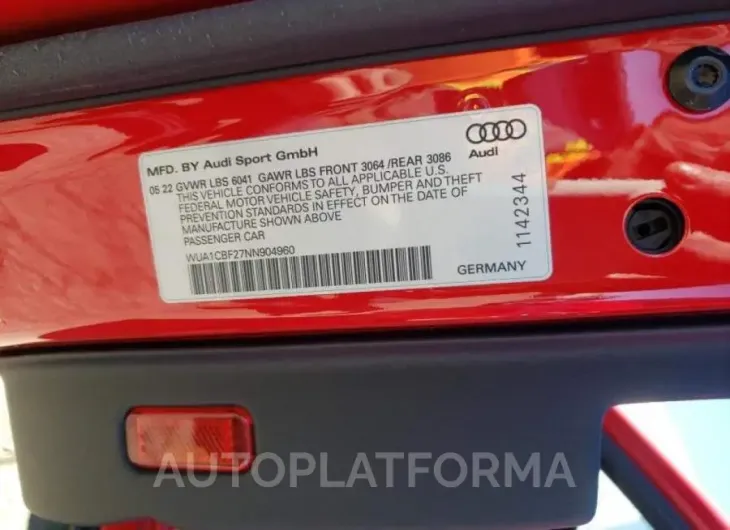 AUDI RS6 2022 vin WUA1CBF27NN904960 from auto auction Copart