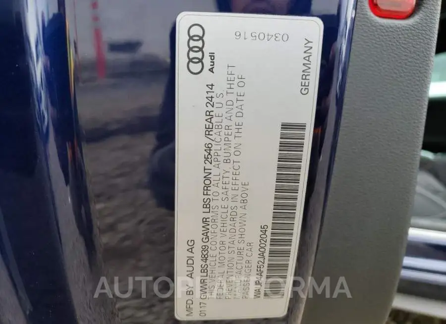 AUDI S5 PREMIUM 2018 vin WAUP4AF52JA002045 from auto auction Copart